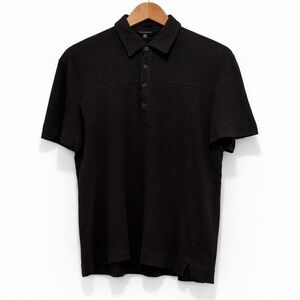 Club Monaco 100% Linen Polo Shirt Black Short Sleeve Men’s Medium